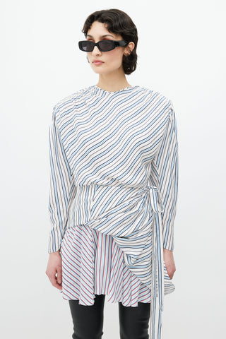 Balenciaga Blue & White Striped Dress