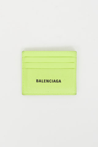 Balenciaga Neon Yellow Leather Cash Card Holder