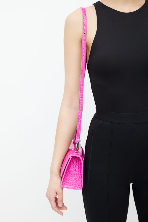 Balenciaga Fuchsia Leather Hourglass XS Bag
