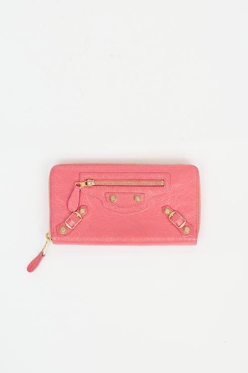 Balenciaga Pink Classic City Zip Wallet