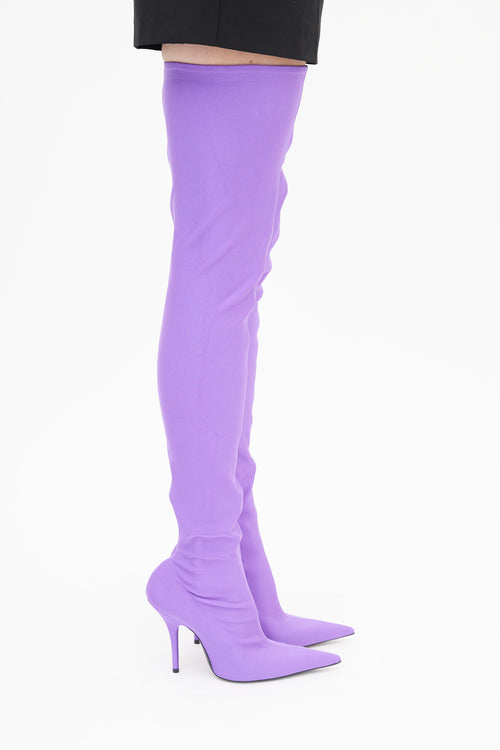 Balenciaga Purple Knife 110MM Over The Knee Boot