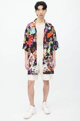 Balenciaga SS 2019 Black & Multi Casino Print Shirt