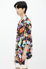 Balenciaga SS 2019 Black & Multi Casino Print Shirt