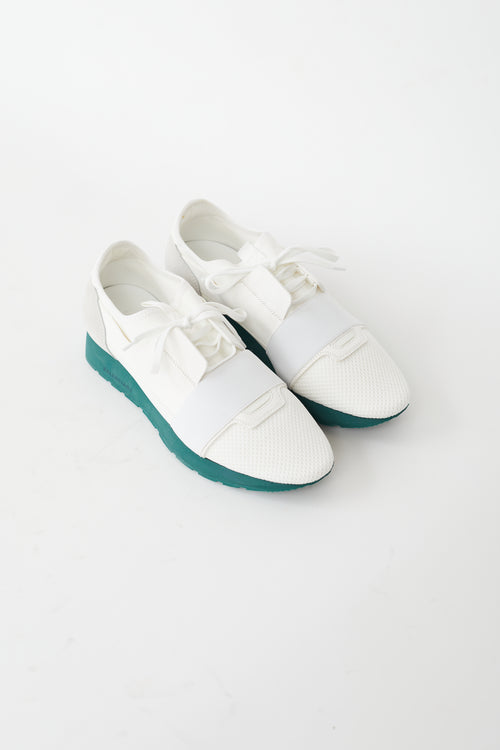 Balenciaga White & Grey Tess S.Gomma Green Sole Sneaker