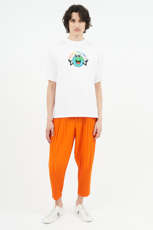 Balenciaga White & Multicolour Globe Print T-Shirt