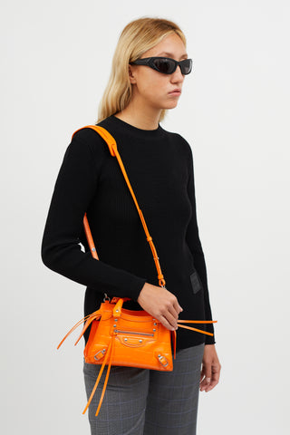 Balenciaga Bright Orange Neo Classic Mini Shoulder Bag