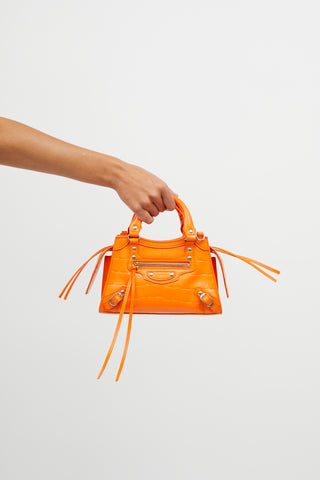 Balenciaga Bright Orange Neo Classic Mini Shoulder Bag