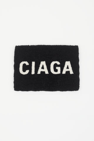 Balenciaga Black & White Sherpa Logo Laptop Case