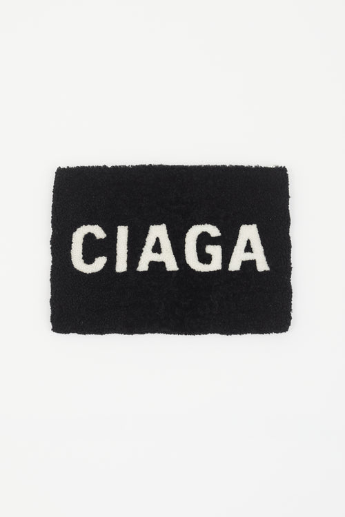Balenciaga Black & White Sherpa Logo Laptop Case