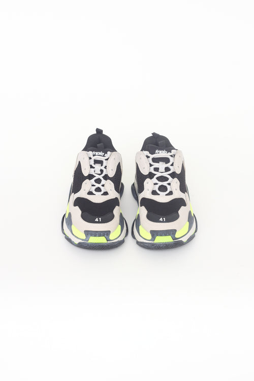 Balenciaga Grey Fluorescent Yellow & Black Triple S Sneaker
