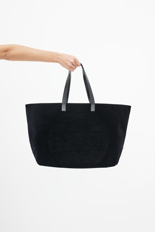 Balmain Black Velvet Embossed Logo Tote Bag