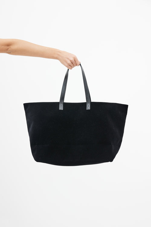 Balmain Black Velvet Embossed Logo Tote Bag