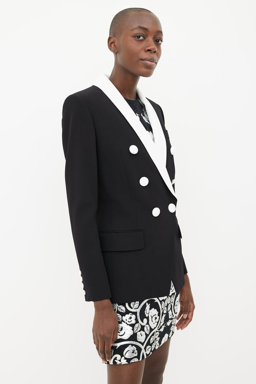 Balmain Black & White Shawl Collar Blazer
