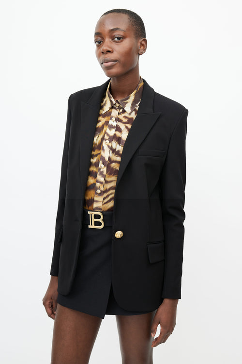 Balmain Black & Gold Structured Blazer