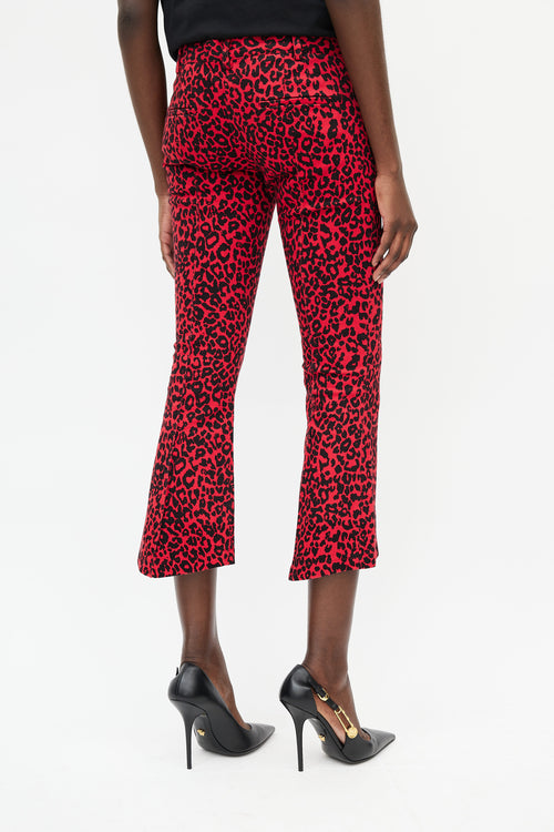 Balmain Black & Red Print Flare Jeans