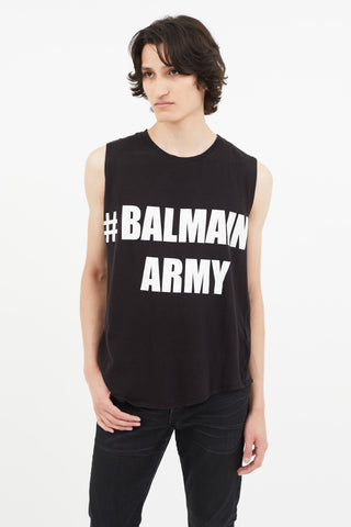 Balmain Black & White Army Tank Top
