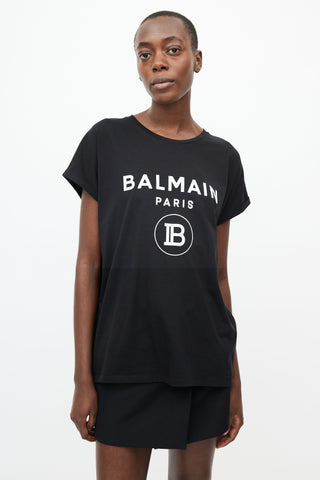 Balmain Black & White Logo T-shirt