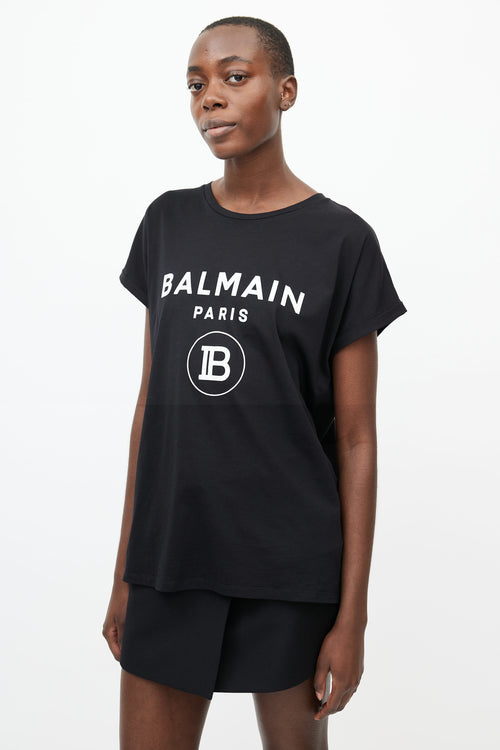 Balmain Black & White Logo T-shirt