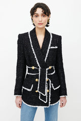 Balmain // Black & White Tweed Pyjama Belted Blazer – VSP Consignment