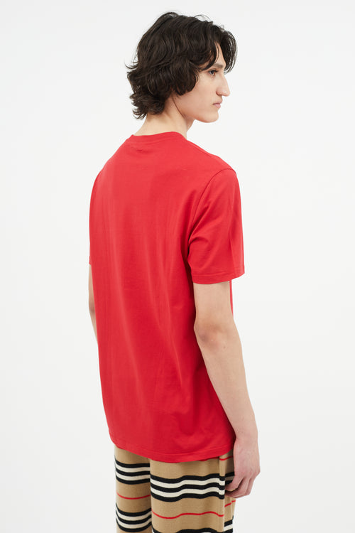 Balmain Red & White Embroidery Logo T-Shirt