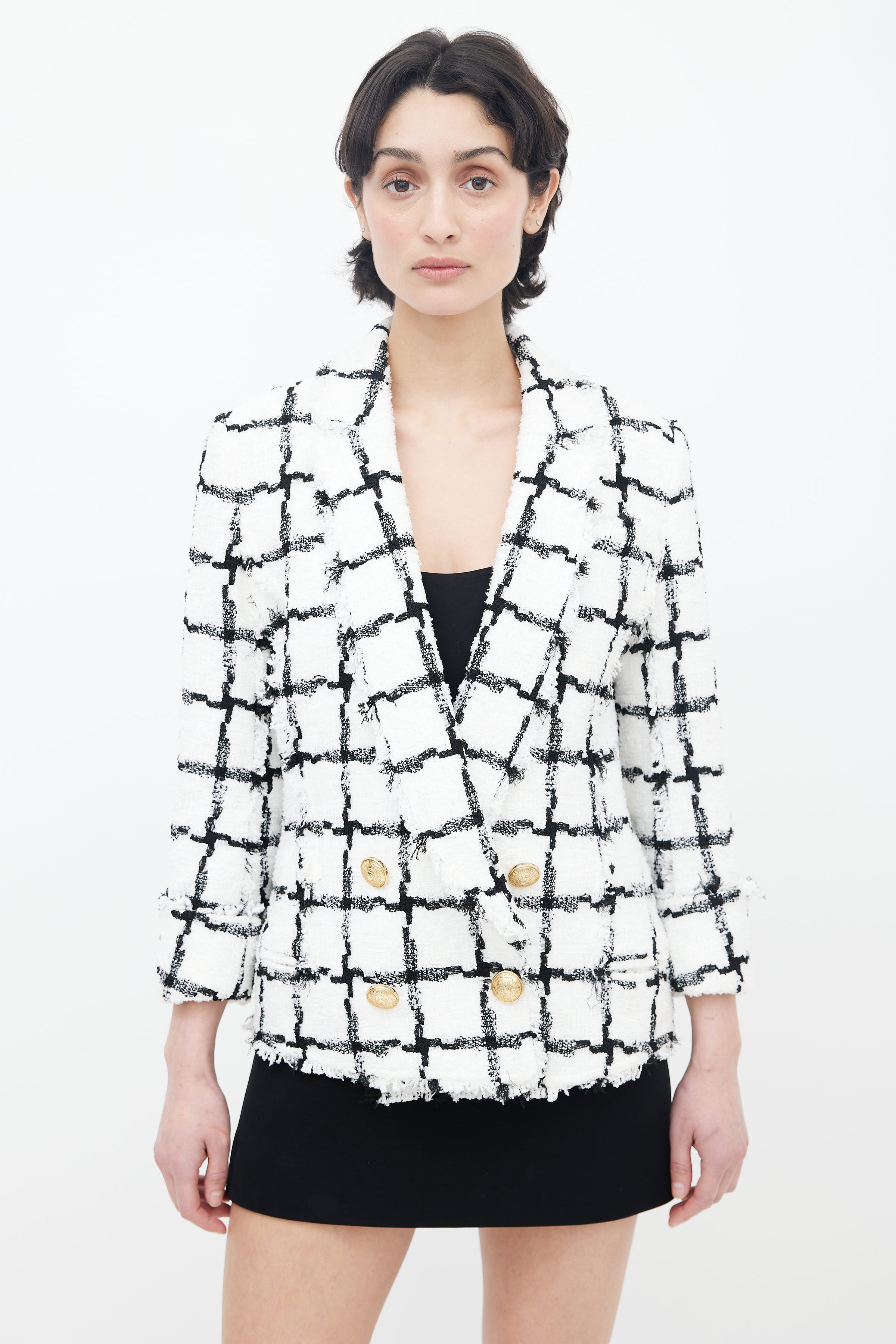 Tweed blazer Balmain White size 36 FR in Tweed - 34154860