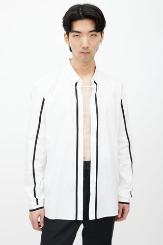 Balmain White & Black Strip Long Sleeves Shirt