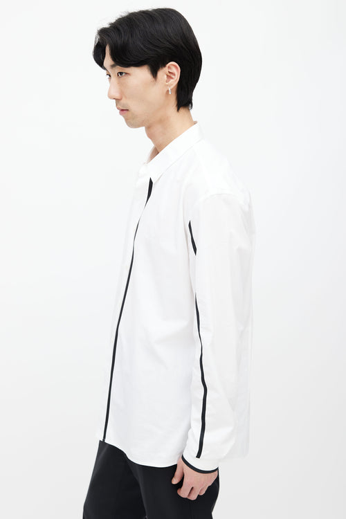 Balmain White & Black Strip Long Sleeves Shirt