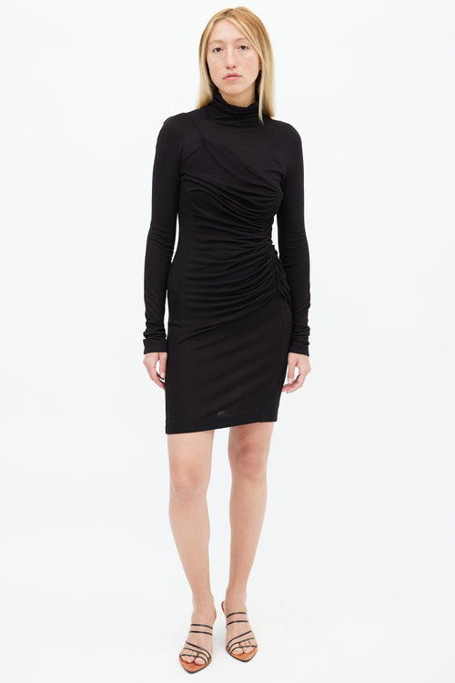 Barbara Bui Black Long Sleeve Ruched Dress