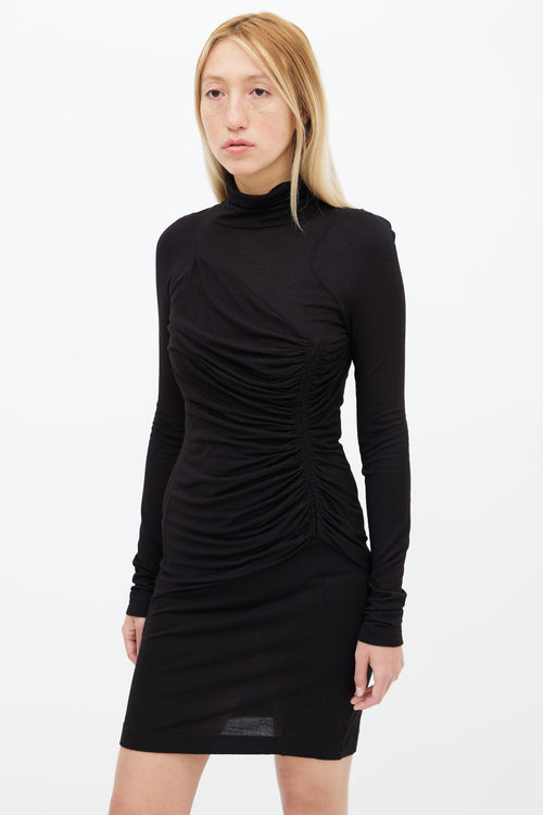 Barbara Bui Black Long Sleeve Ruched Dress