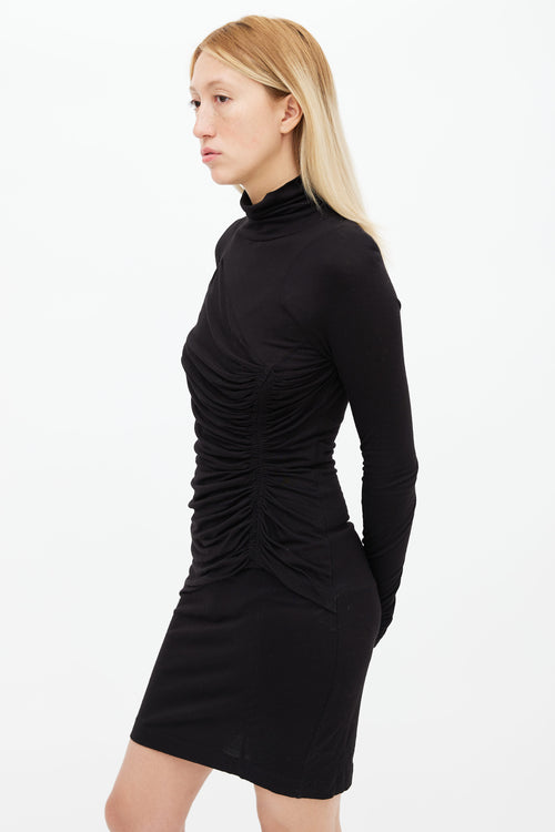 Barbara Bui Black Long Sleeve Ruched Dress