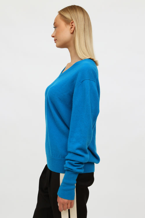 Ballantyne Blue Cashmere V Neck Sweater