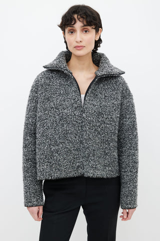 Beaufille Grey Shag Funnel Neck Crop Sweater
