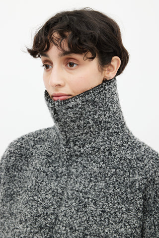 Beaufille Grey Shag Funnel Neck Crop Sweater