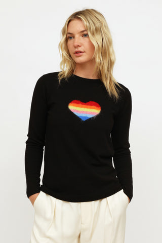 Bella Freud Black Rainbow Heart Knit Sweater