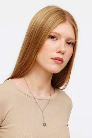 Birks 18K Yellow Gold & Pearl Dia Lariat Necklace