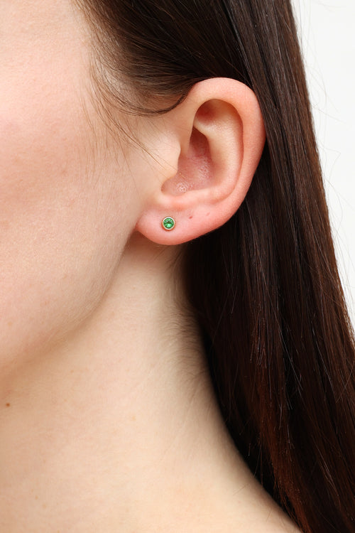 Maison Birks Green Garnet Single Stud Earring