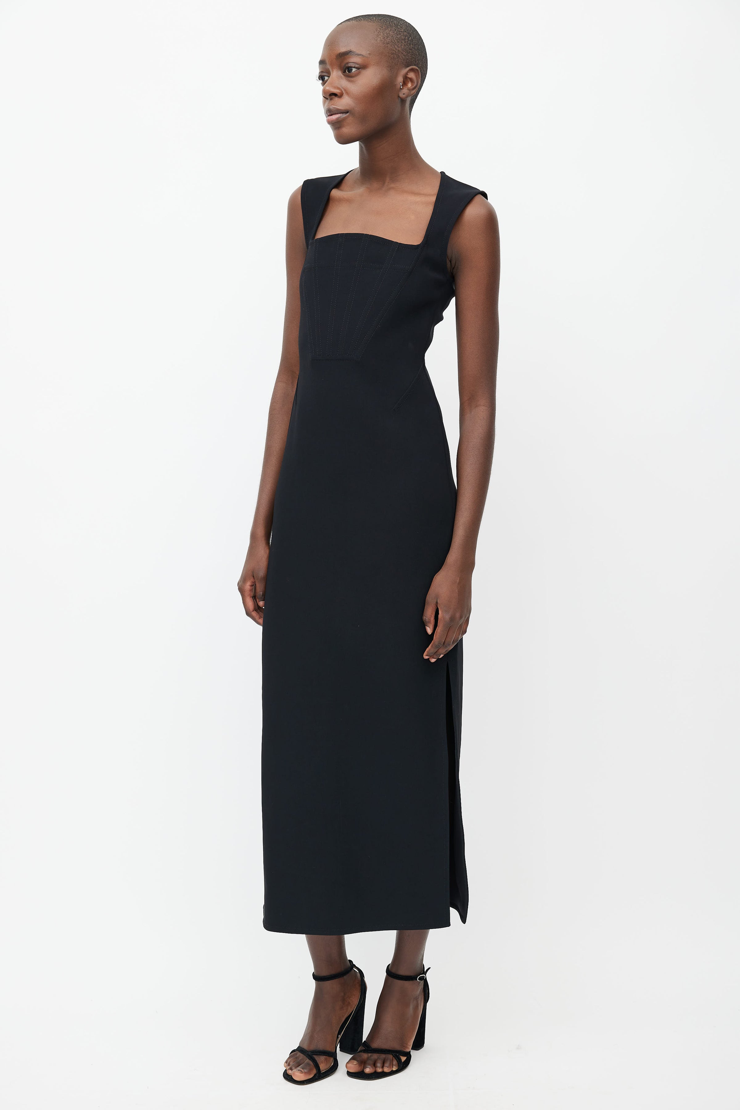 Bottega Veneta // Black Cady Midi Dress – VSP Consignment