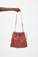Bottega Veneta Brick Red Intrecciato Leather Drawstring Bag