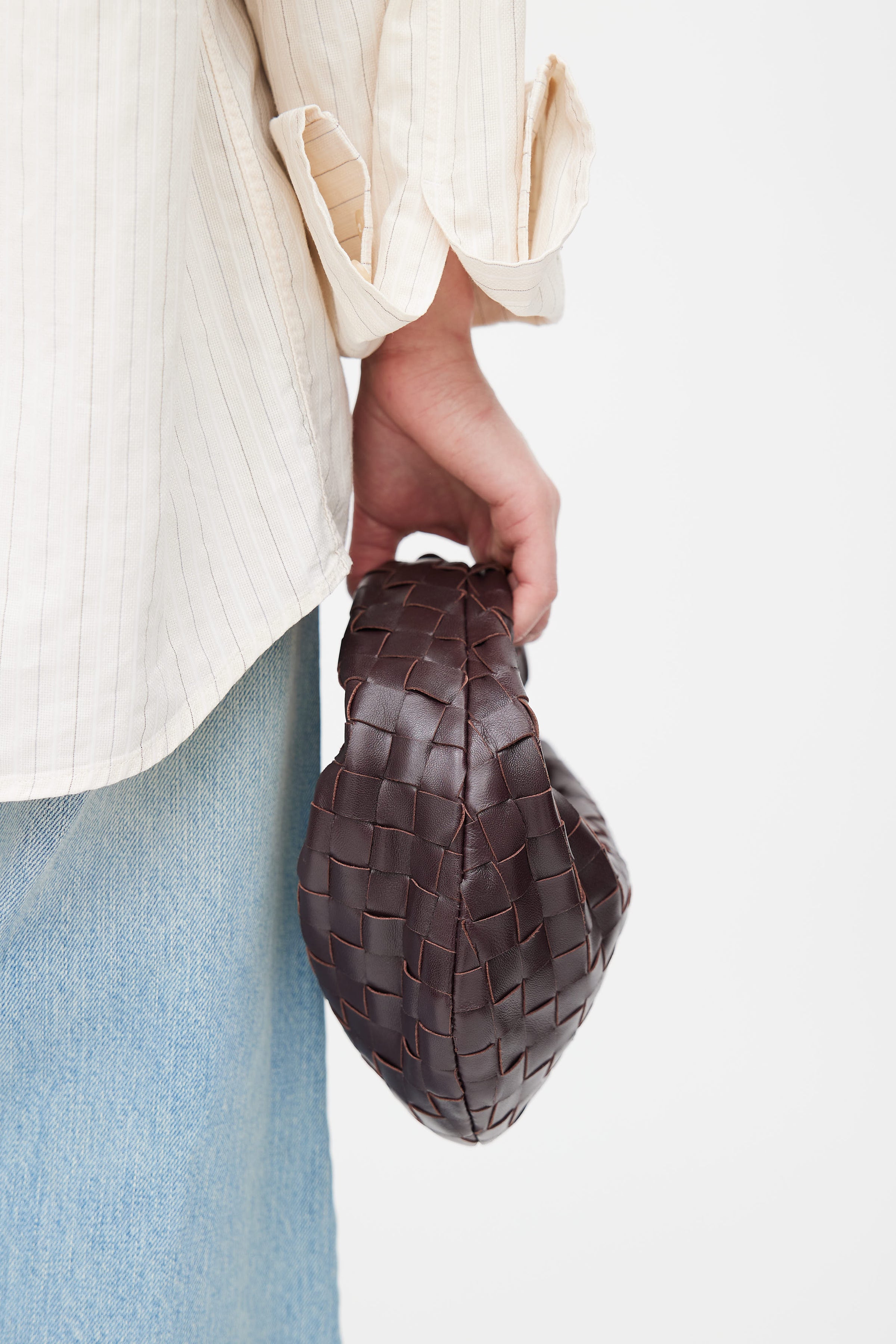 Bottega Veneta // Dark Brown Mini Jodie Intrecciato Print Knotted Bag – VSP  Consignment