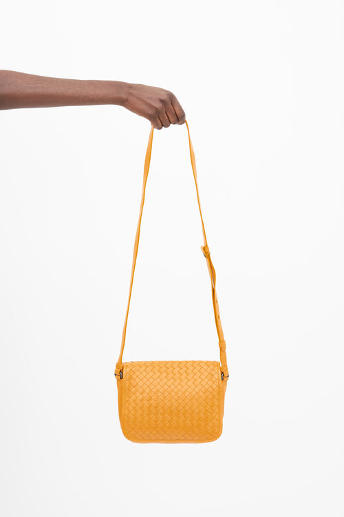 Bottega Veneta Orange Intrecciato Leather Shoulder Bag
