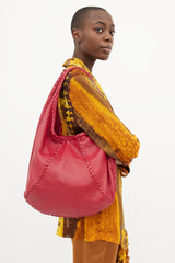 Bottega Veneta Red Cervo Leather Baseball Tote Bag