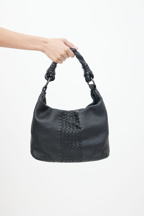 Bottega Veneta Black Intrecciato Leather Braided Shoulder Bag