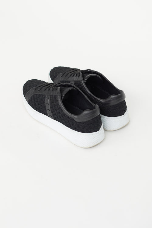 Bottega Veneta Black & White Quilted Platform Sneaker