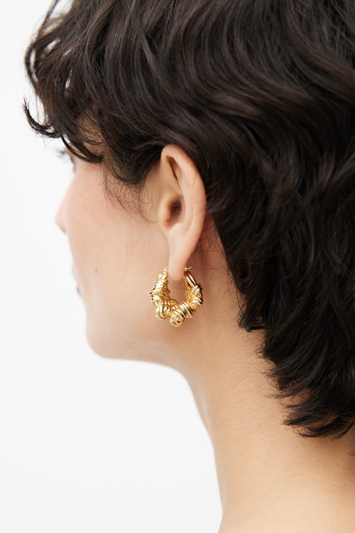 Bottega Veneta Gold Multi Knot Hoop Earring