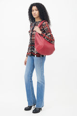 Bottega Veneta Red Cervo Leather Baseball Tote Bag