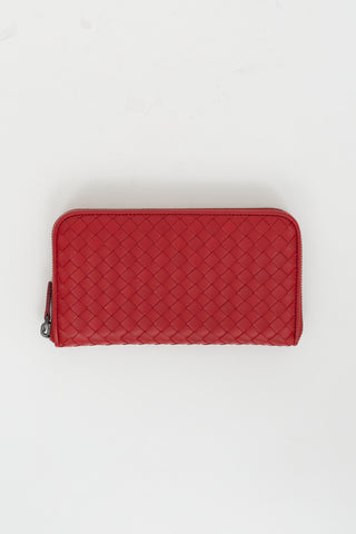 Bottega Veneta Red Leather Intrecciato Wallet
