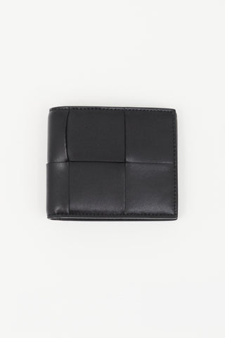 Bottega Veneta Black Leather Intrecciato Bifold Wallet