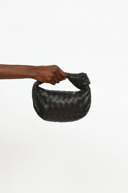 Bottega Veneta Black Mini Intrecciato Jodie Bag