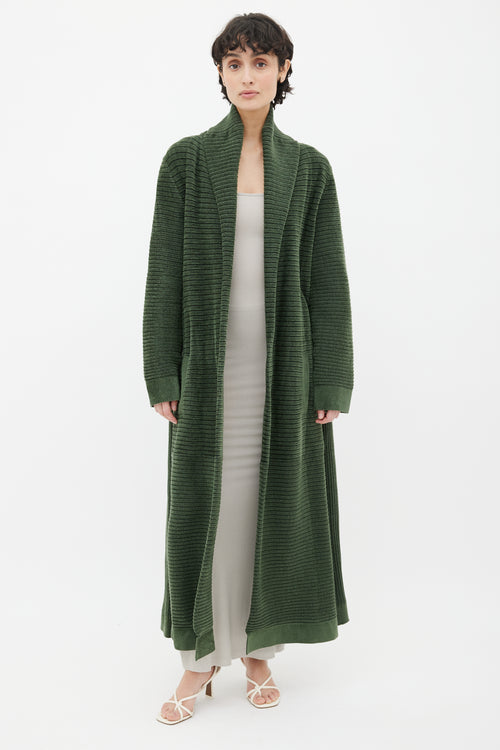 Brandon Maxwell Green Ribbed Belted Robe