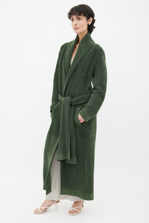 Brandon Maxwell Green Ribbed Belted Robe